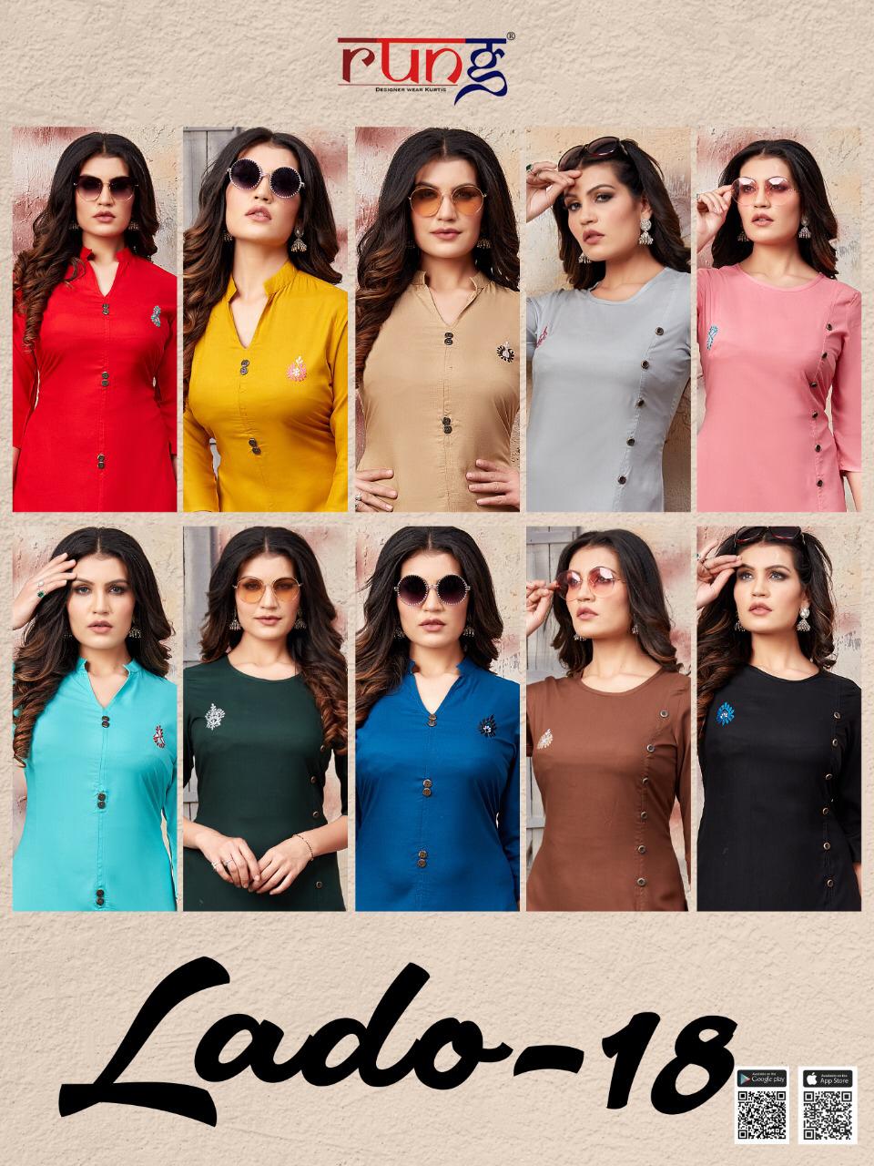 Rung Lado 18 Latest Fancy Designer Casual Wear Rayon Designer Kurtis Collection
